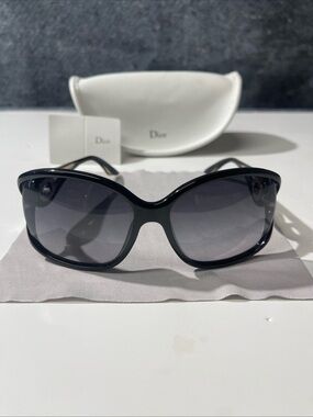 Dior Black Frame Sunglasses with Gradient Gray Lenses